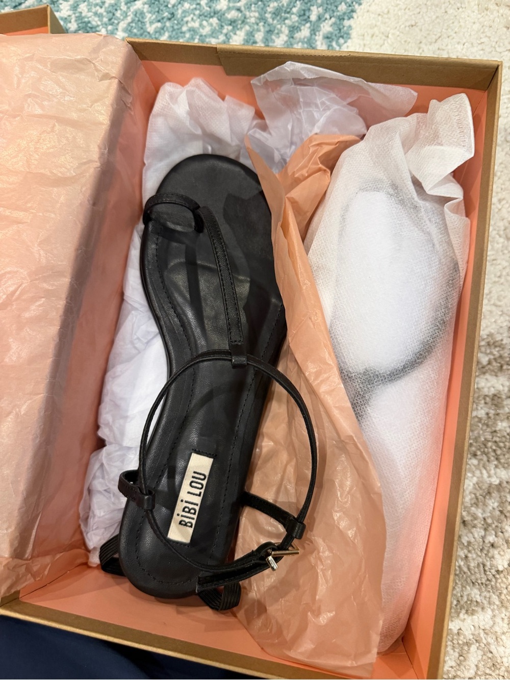 Bibi Lou Black Leather T-Strap Ankle Sandals